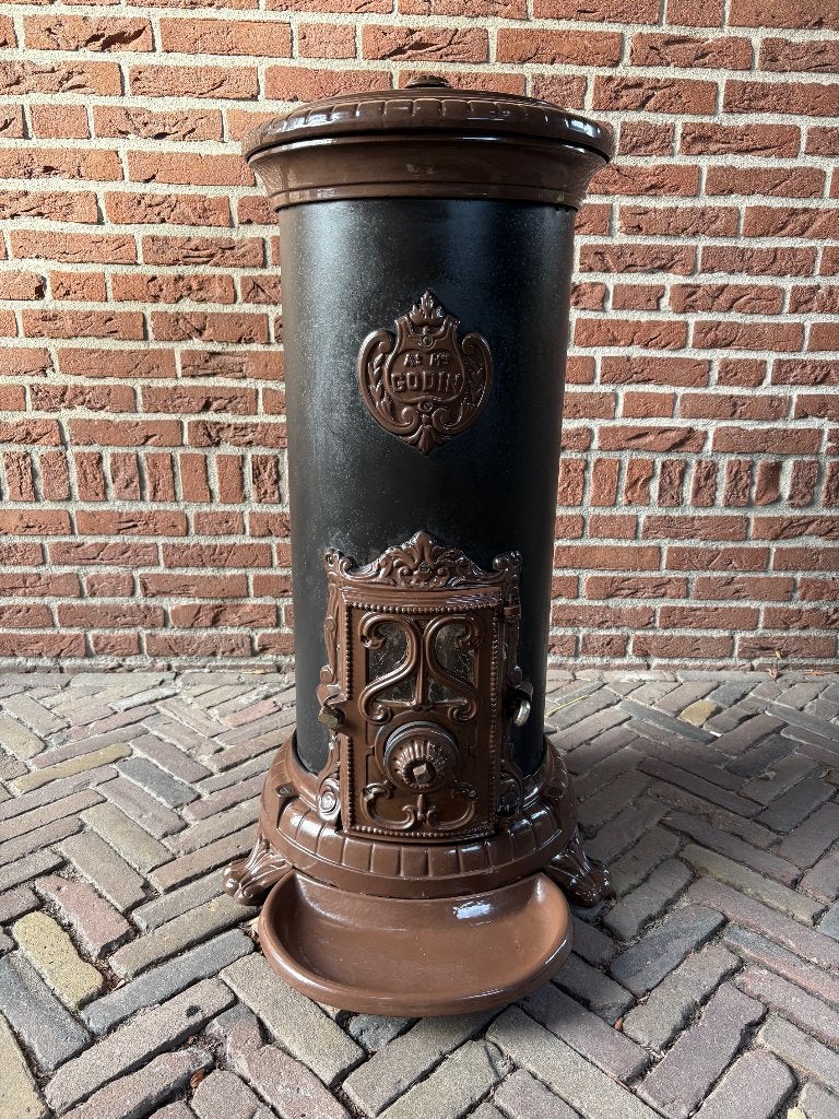 Grote Godin houten kachel /of kolen kachel 10 KW Type 3721, Ophalen, Zo goed als nieuw, Bruin, Brocante