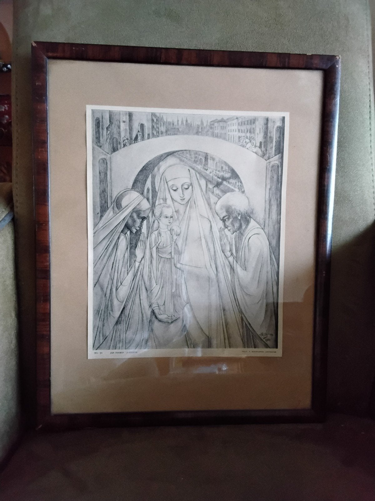 grafische reproductie of prent van Jan Toorop, Ophalen of Verzenden, Zo goed als nieuw, Voor 1940, Prent