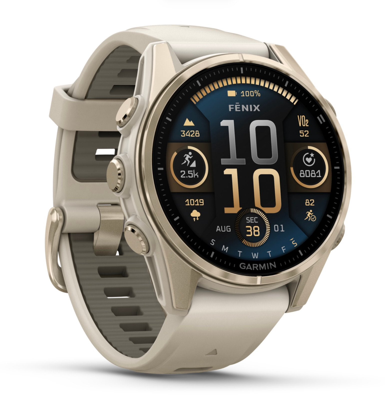 Garmin Fēnix 8 – 43 mm AMOLED Sapphire – Soft Gold | NIEUW, Slaap, Nieuw, Ophalen of Verzenden, Waterdicht