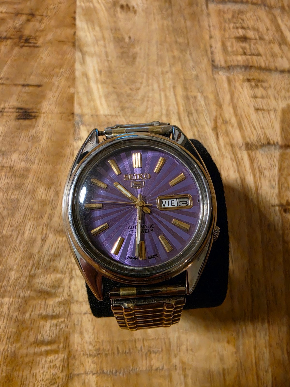 Seiko 5 automaat jaren 70/80 paars, Ophalen, Staal, Seiko, 1960 of later