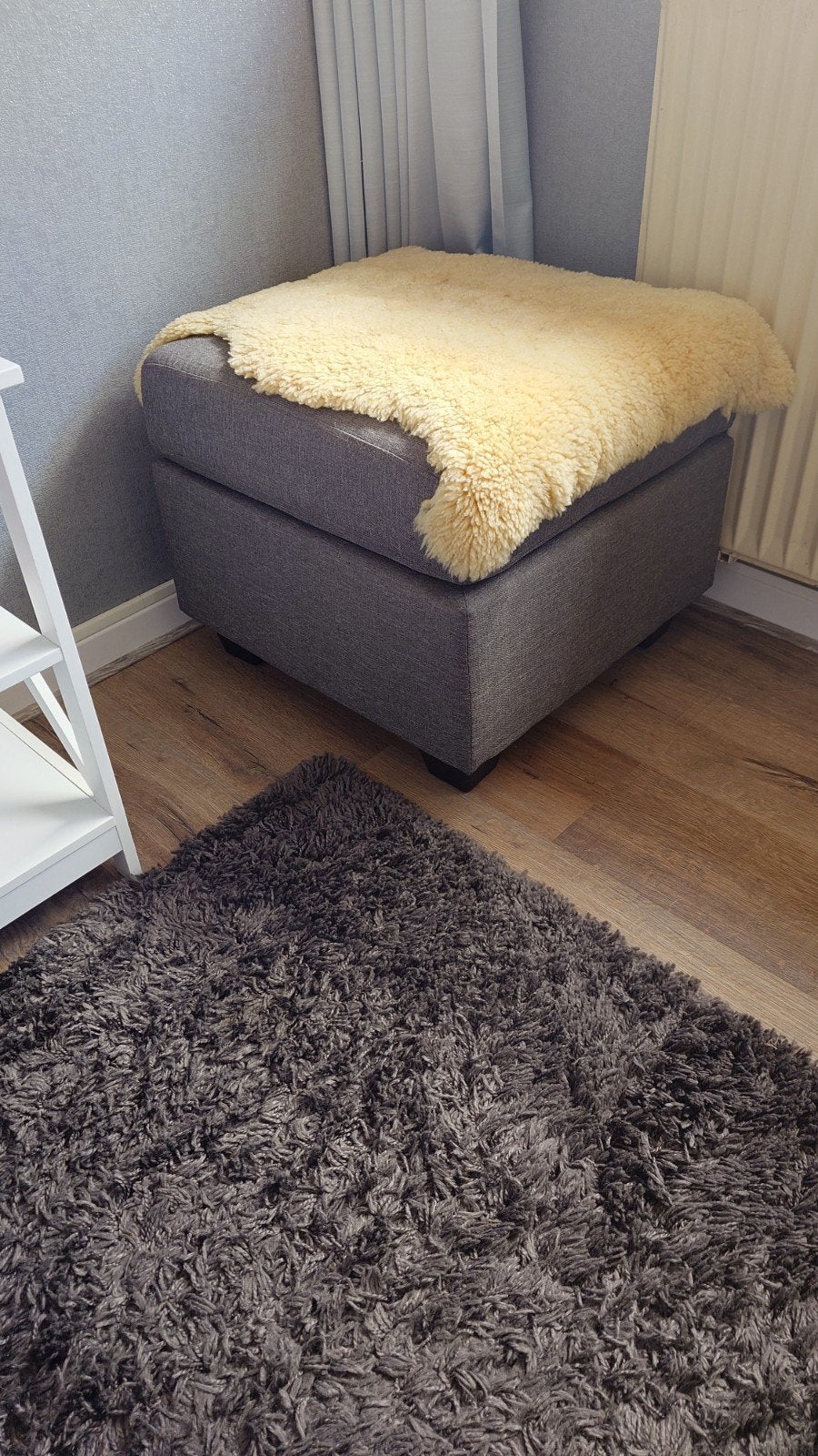 Grijze poef 70x70 cm, Ophalen, Stof, 50 tot 75 cm, Vierkant