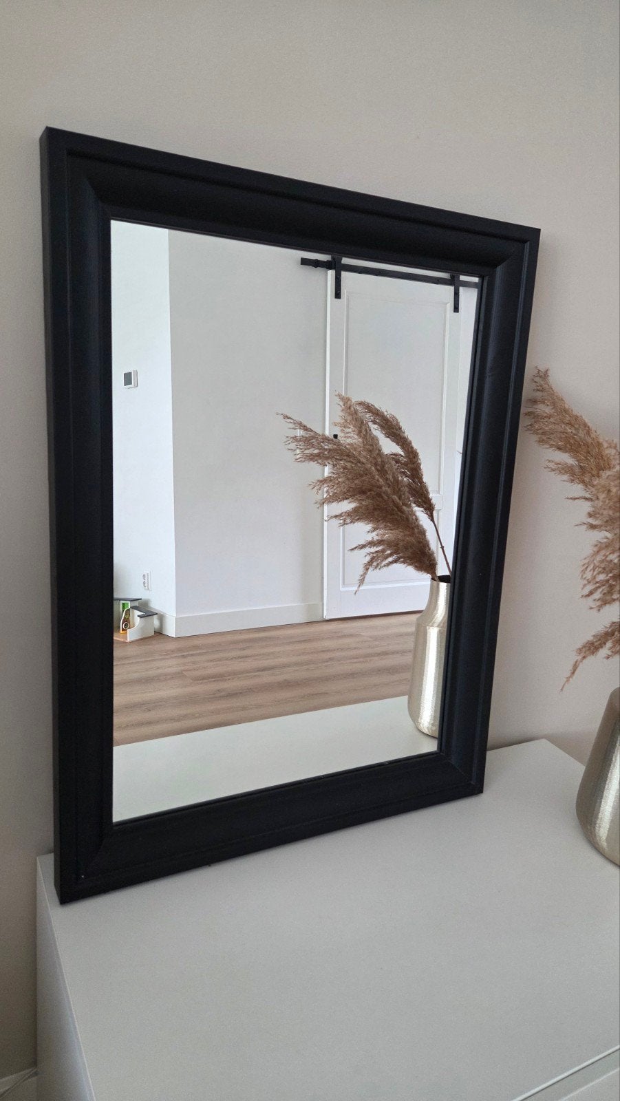 Ikea Toftbyn spiegel zwart, Huis en Inrichting, Woonaccessoires | Spiegels, Ophalen, Zo goed als nieuw, Minder dan 100 cm, Rechthoekig