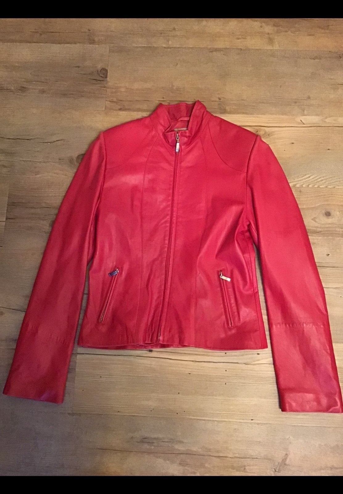 Knal rood leren jasje met rits. Léés! merk Remus Uomo maat S, Ophalen of Verzenden, Zo goed als nieuw, Maat 38/40 (M), Rood