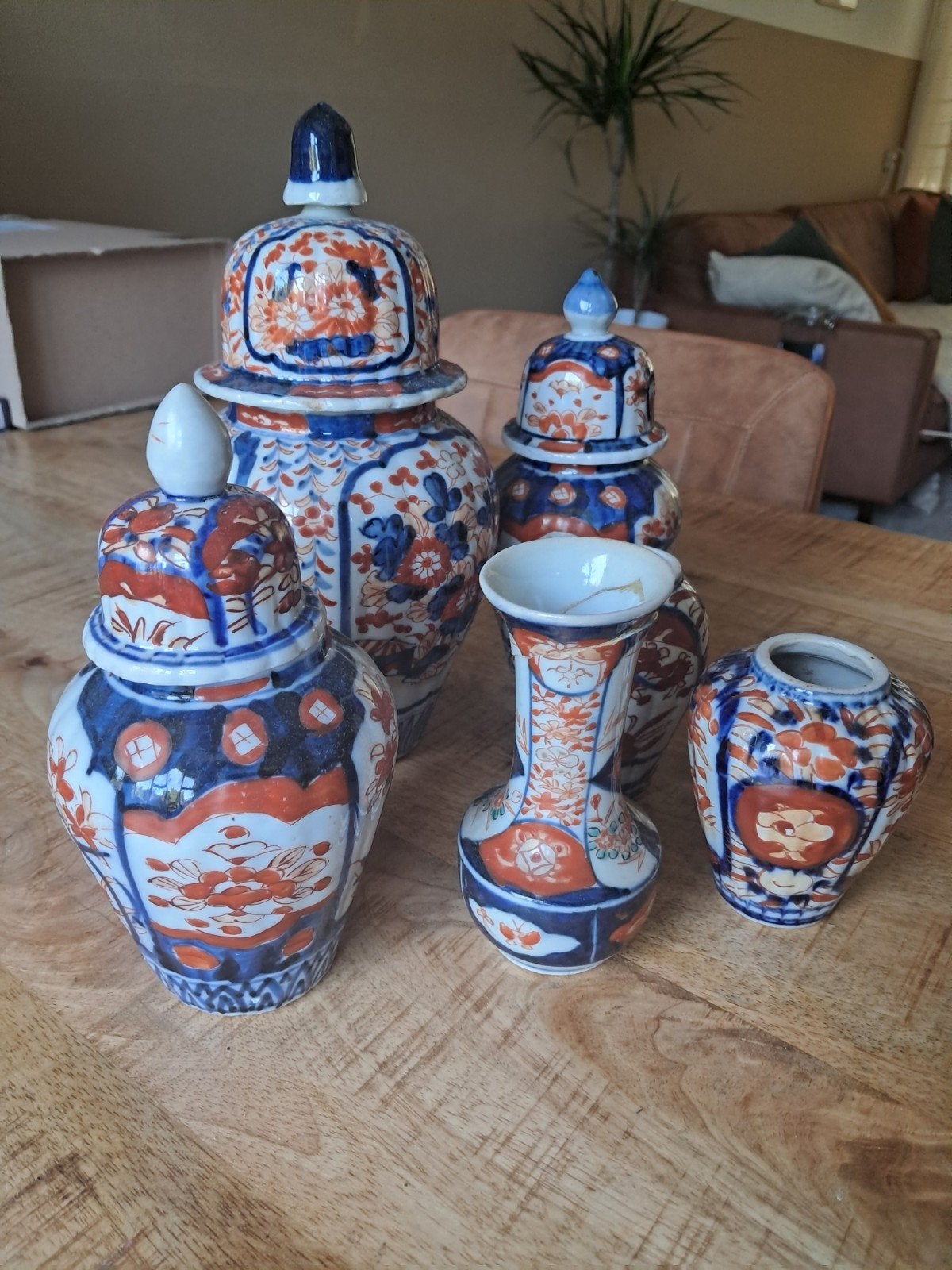 Antieke Japanse Imari Vazen Set, Antiek en Kunst, Ophalen of Verzenden