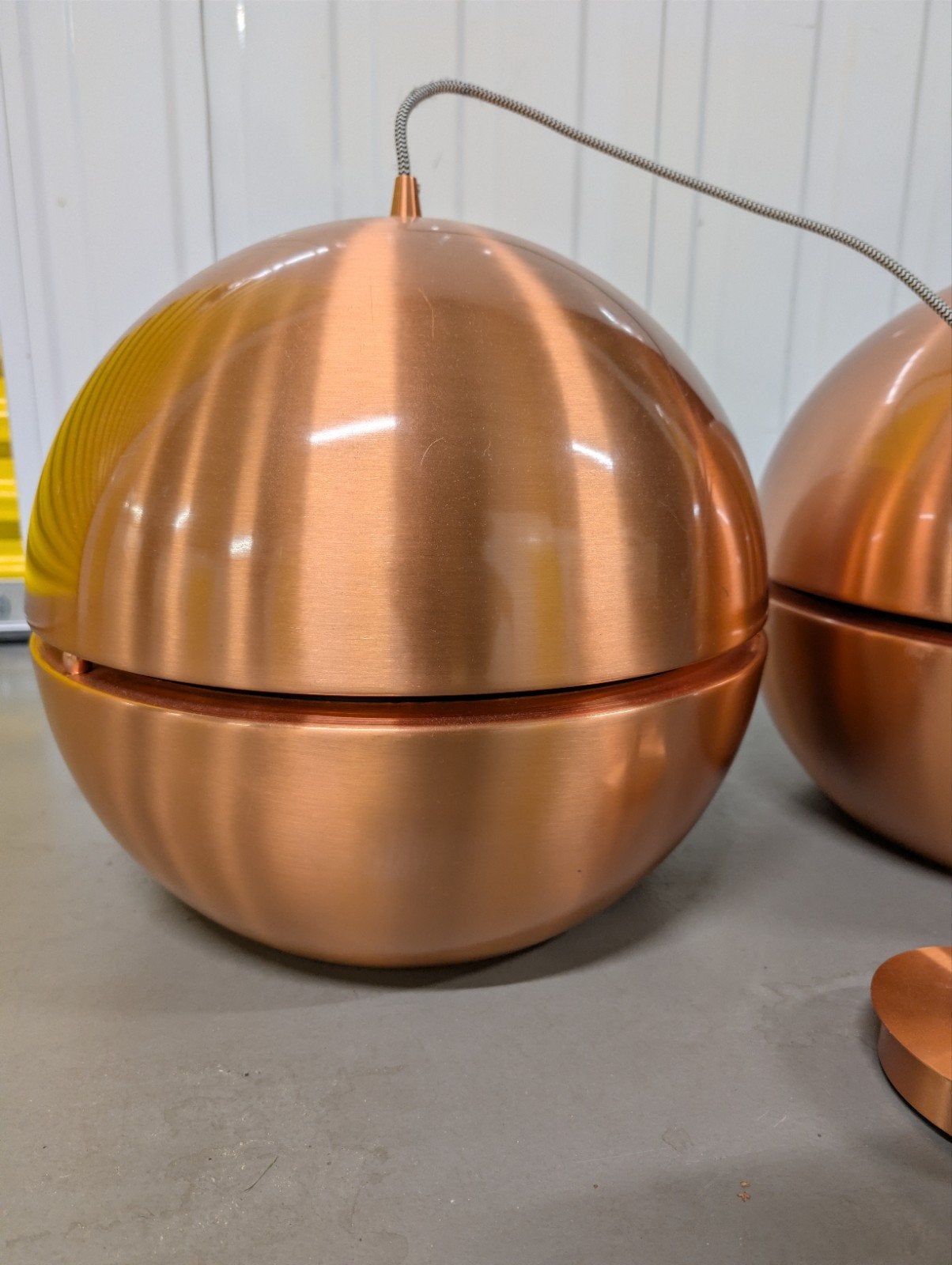 2 Koperen Hanglampen - 40cm - Gekocht bij Nijhof Baarn, Modern, Industrieel, Koper, Zo goed als nieuw, Metaal, E27 (groot)