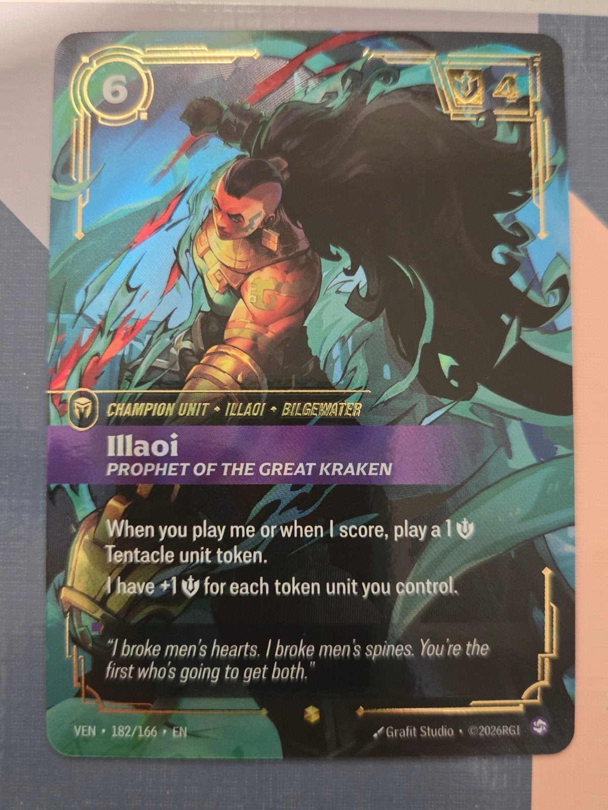 Riftbound Vendetta | Illaoi Overnumbered 182/166 | NM, Ophalen of Verzenden, Nieuw, Losse kaart, Foil