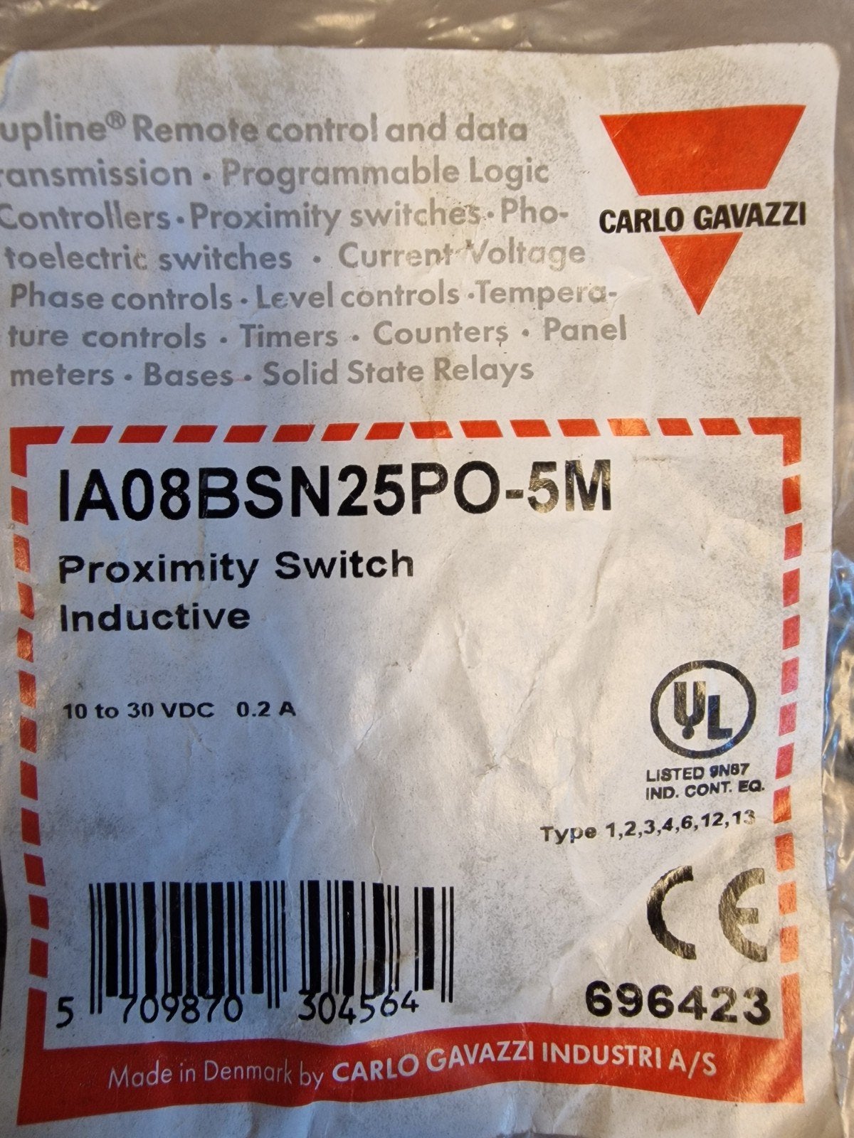 Carlo Gavazzi Inductieve Naderingsschakelaar IA08BSN25PO-5M, Ophalen of Verzenden