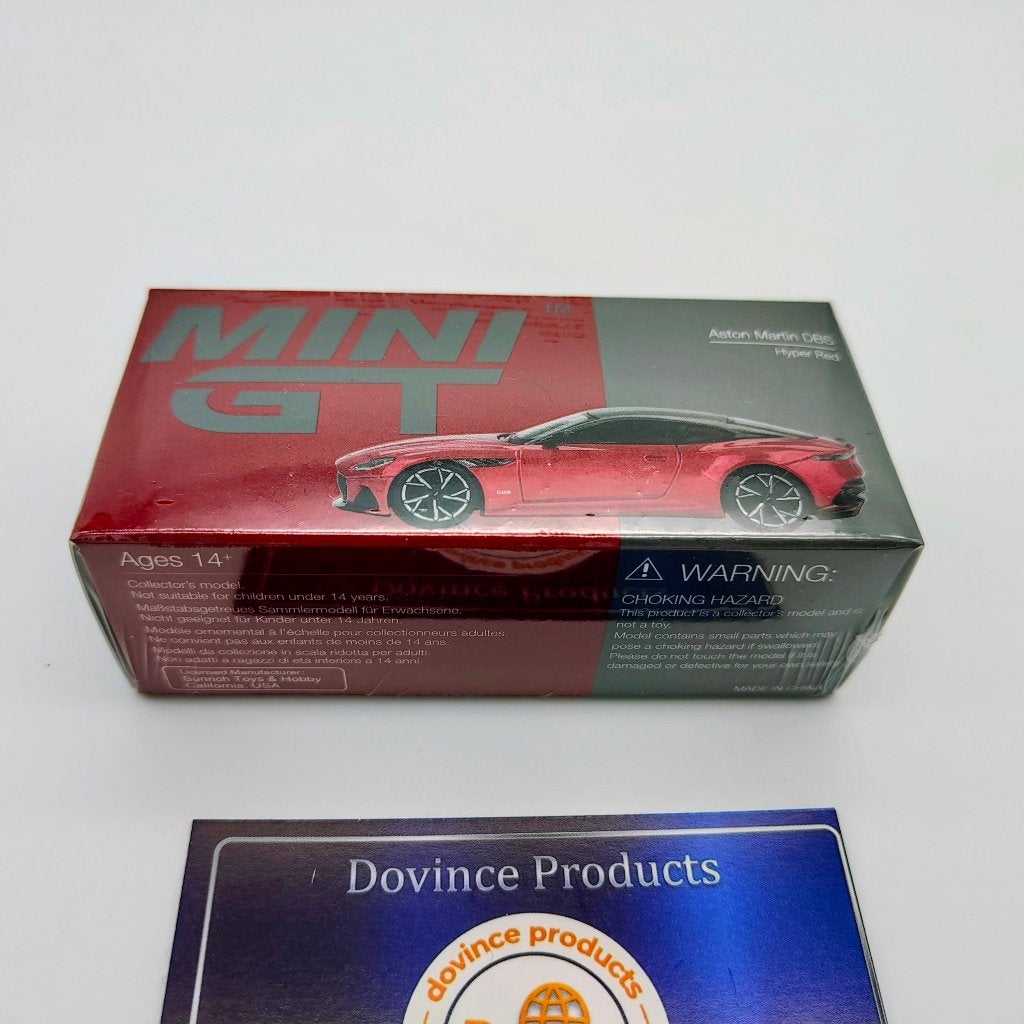 Mini GT Aston Martin DBS Hyper Red 1:64, Ophalen of Verzenden, Nieuw, Auto