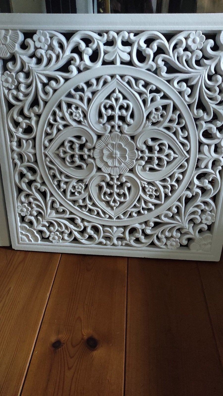 Decoratief wandpanelen 2 stuks houtsnijwerk - Wit, Huis en Inrichting, Ophalen, Hout, Wit, Oosters