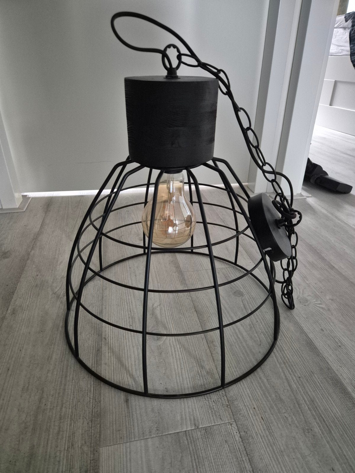 Industriële hanglamp zwart metaal - Ø 43cm, Zo goed als nieuw, Metaal, Industrieel, E27 (groot)