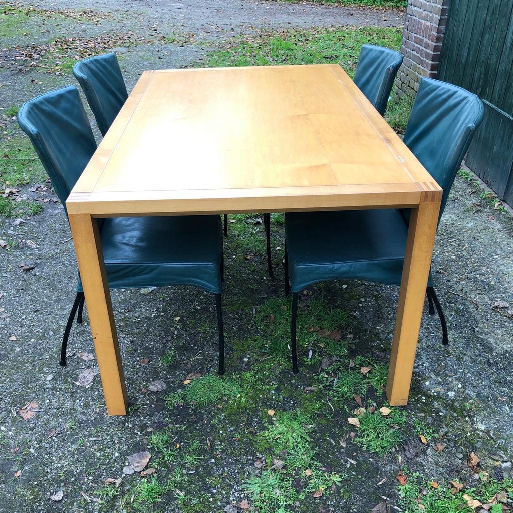 Houten eettafel - essen hout massief, Gebruikt, 100 tot 150 cm, Vier personen, Rechthoekig