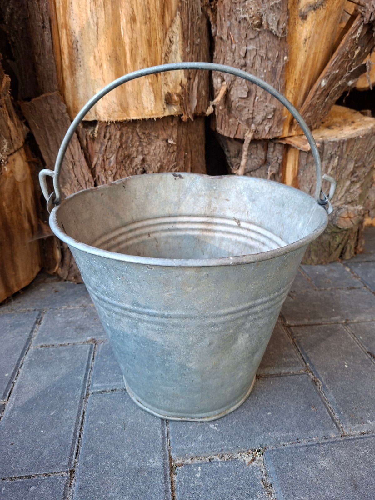 Zinken emmertje, Tuin en Terras, Bloembakken en Plantenbakken, Gebruikt, Minder dan 30 cm, Rond, Ophalen of Verzenden