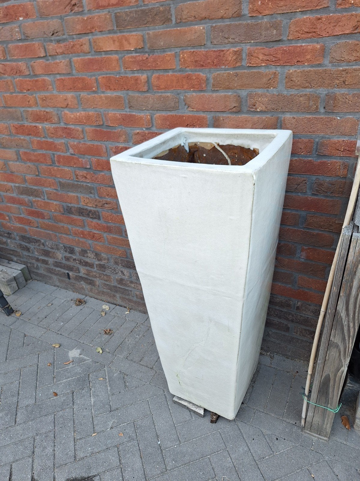 Hoge vierkante bloempot, 92 cm, betonlook, Steen, Gebruikt, Vierkant, Balkon