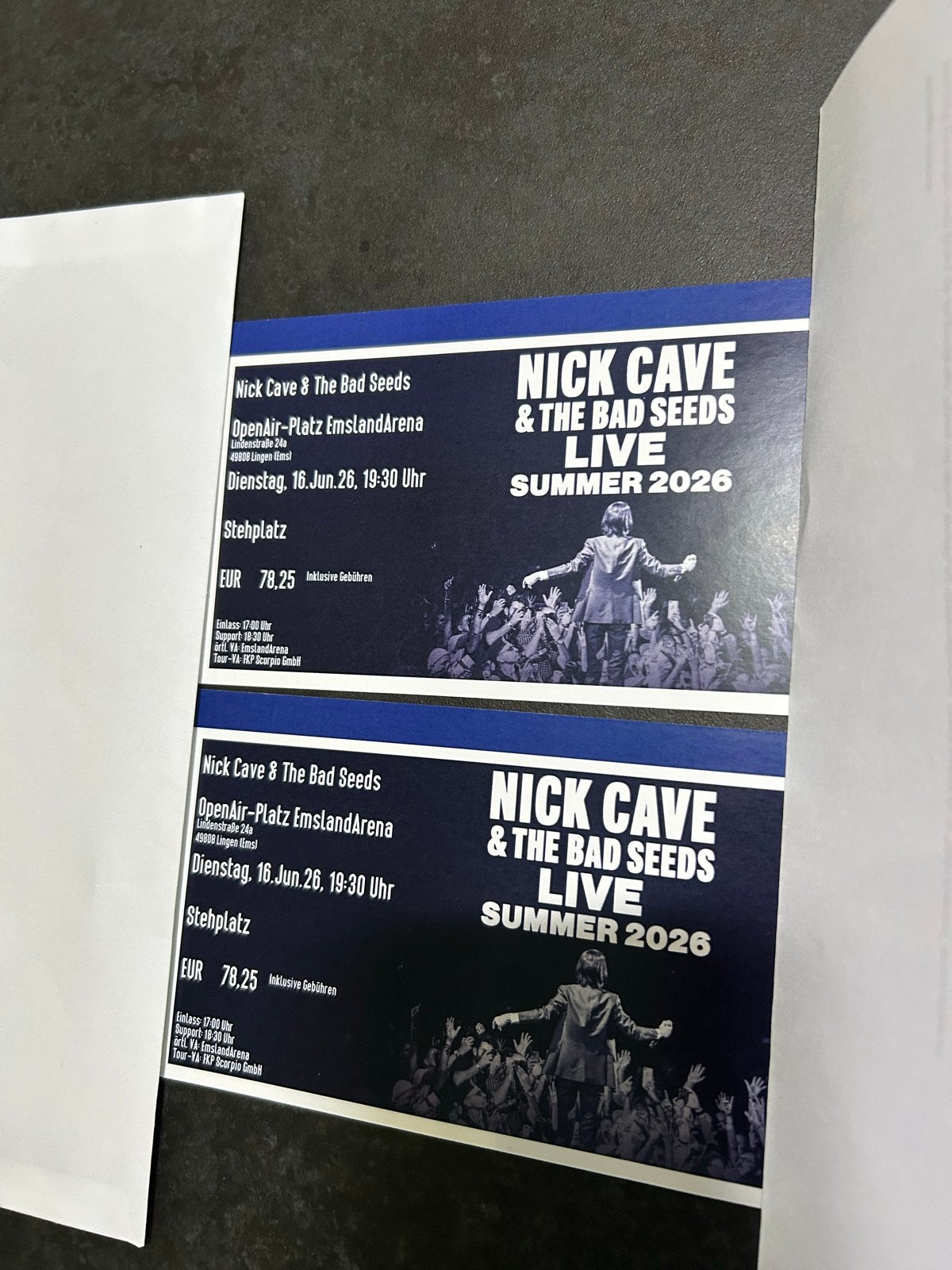 Nick Cave and the Bad seeds 16 juni Lingen (DE), Twee personen, Juni