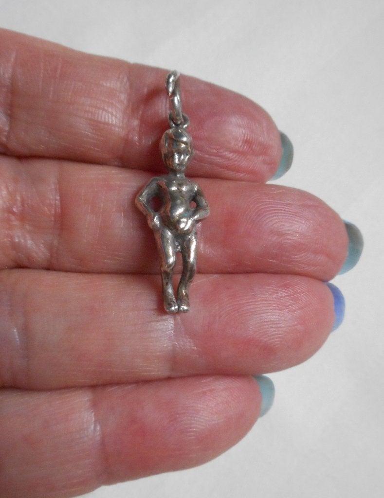 Zilveren vintage bedel manneke pis nr.1594, Overige merken, Verzenden, Zo goed als nieuw, 1 bedel