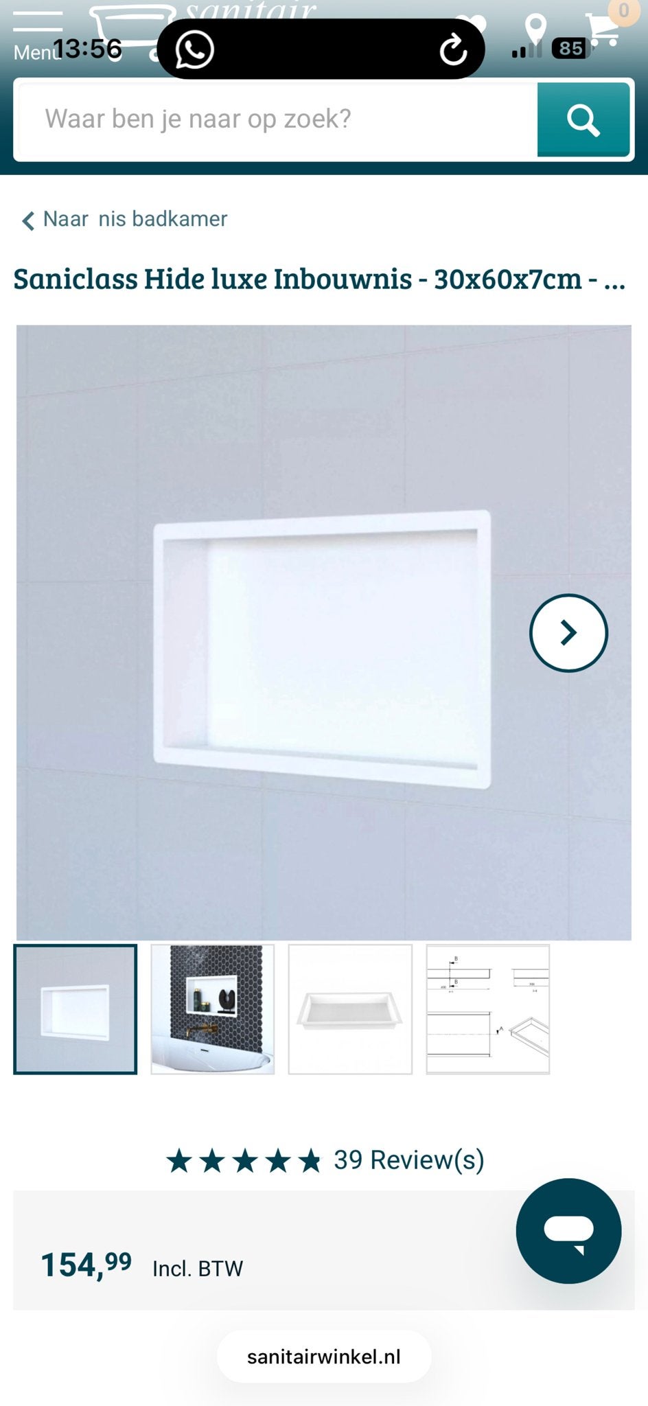 Saniclass Hide Luxe Inbouwnis 30x60x7cm Mat Wit, Ophalen of Verzenden, Nieuw