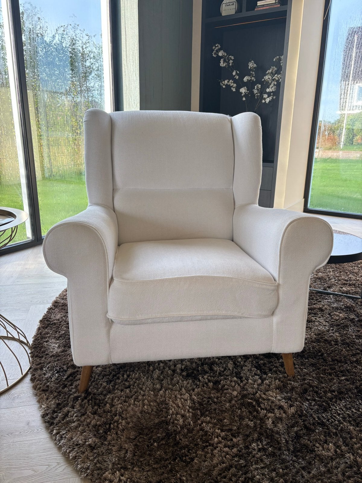 Riviera Maison Delano Wing Chair Lin Pristine White, Huis en Inrichting, Ophalen, Gebruikt, 75 tot 100 cm, 75 tot 100 cm