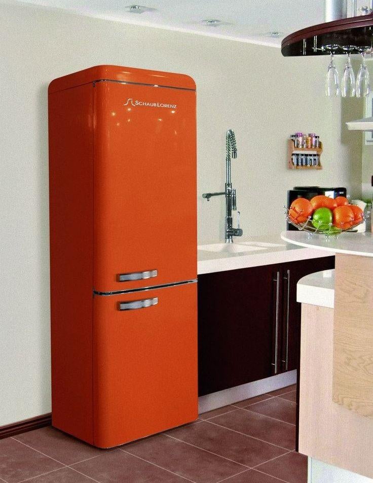 Schaub Lorenz Koelkast - Oranje Retro Design, Goede Staat, Ophalen, Gebruikt, 200 liter of meer, 60 cm of meer
