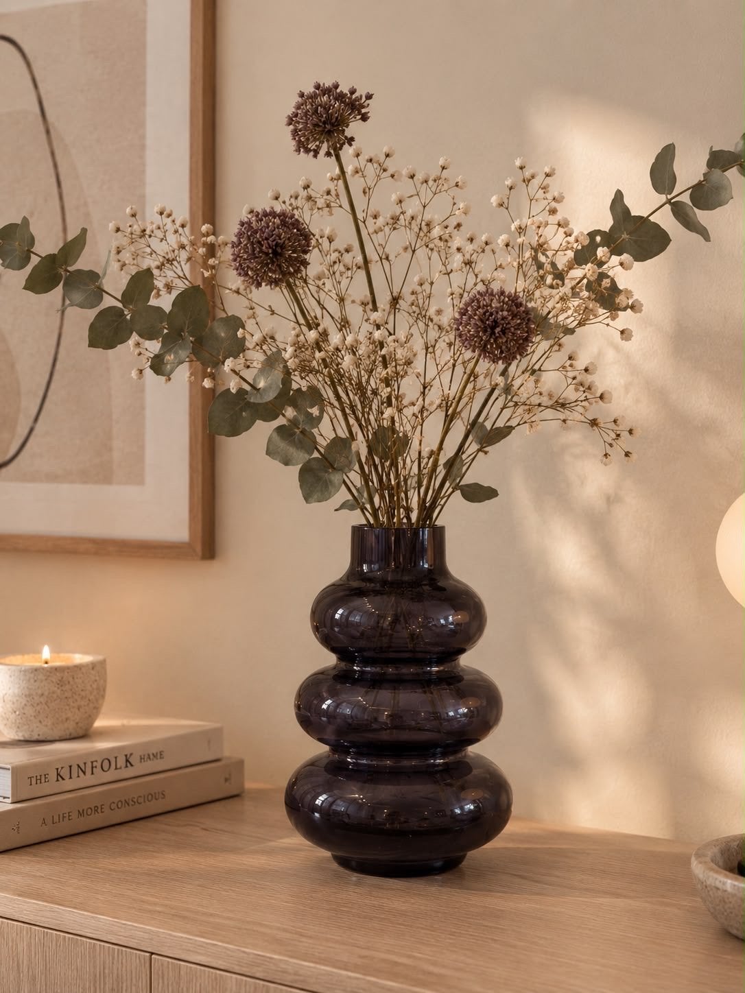 Xenos Vaasje - Donkergrijs Glas, Paars, Ophalen of Verzenden, Geschikt voor droogbloemen, Glas
