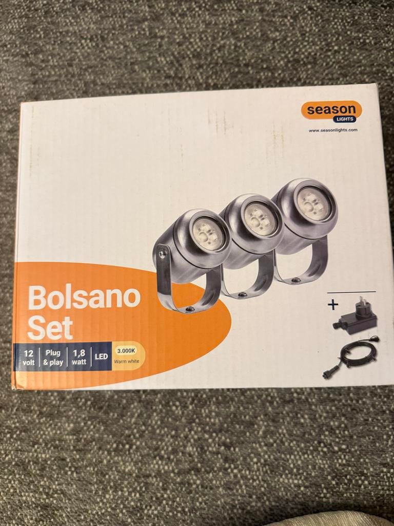 Bolsano Set Buitenlampen - 3x LED Spots Warm Wit, Minder dan 50 watt, Nieuw, Ophalen of Verzenden, Netvoeding