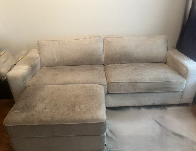 bank en hocker gratis, vies 240 x 92 cm, Huis en Inrichting, Ophalen, Gebruikt, Driepersoons, 75 tot 100 cm