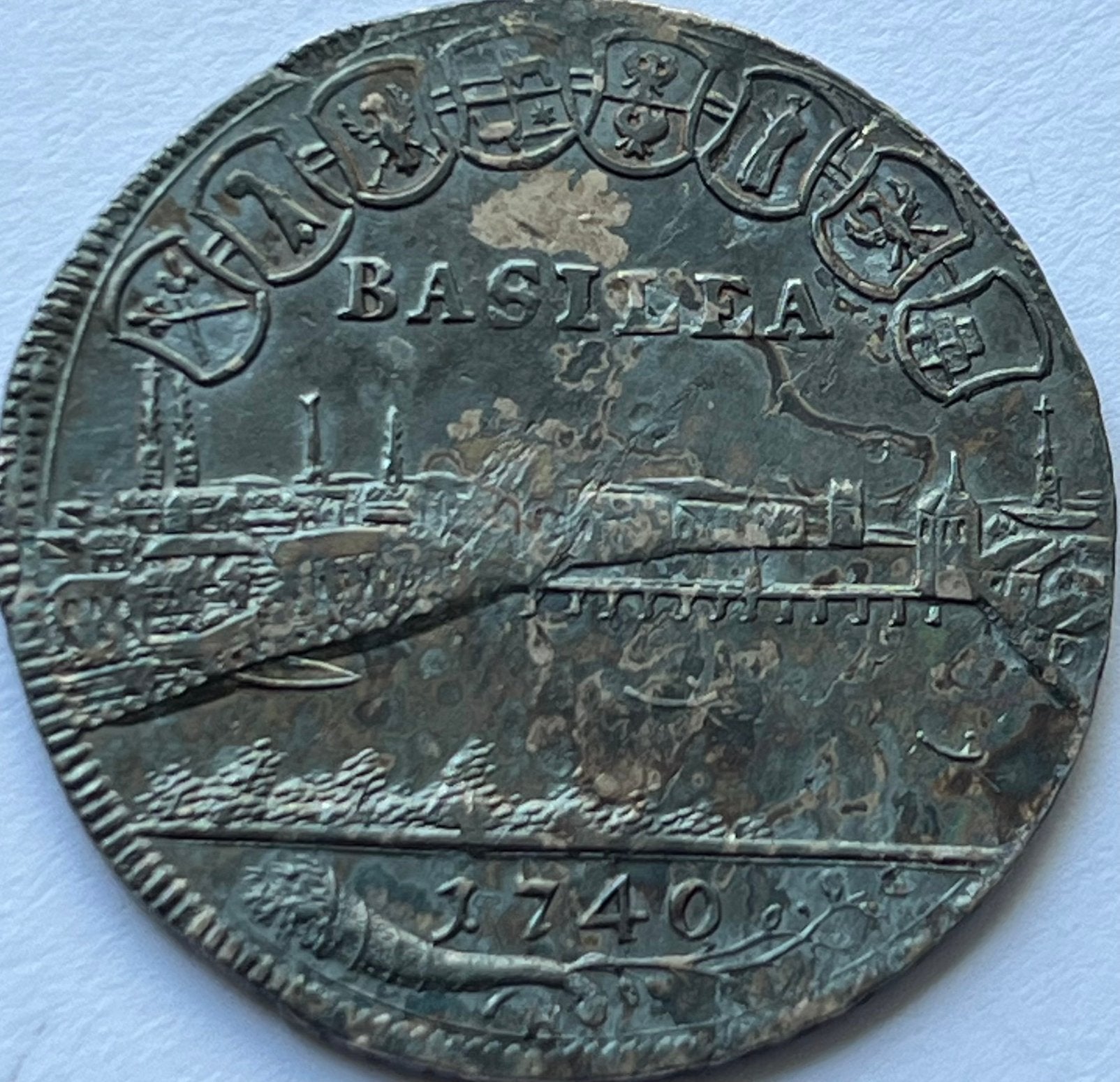 Basel schaarse 1/4e thaler 1740 met patina, Postzegels en Munten, Munten | Europa | Niet-Euromunten, Ophalen of Verzenden, Overige landen