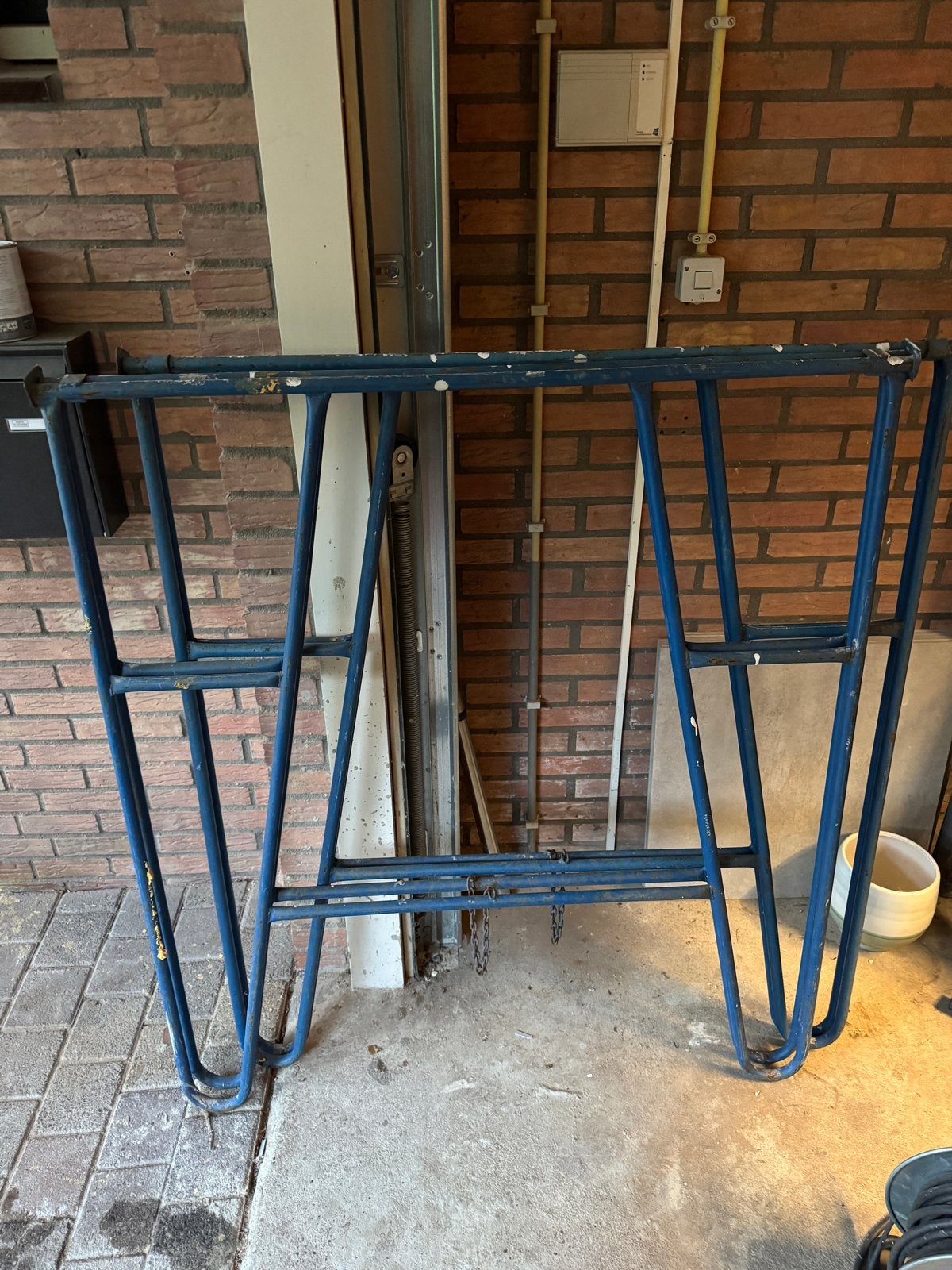 Steigerbok / metselschragen 118cm - Blauw, Gebruikt, Doe-het-zelf en Verbouw, Steigers, Ophalen of Verzenden, Gebruikt, Overige typen
