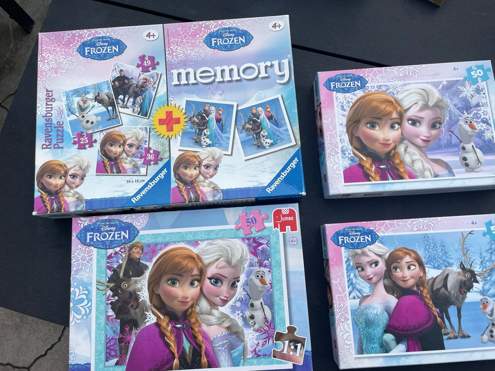 Disney Frozen Puzzels en Memory Spel - Ravensburger/Jumbo, Ophalen, Meer dan 50 stukjes, Gebruikt, 4 tot 6 jaar