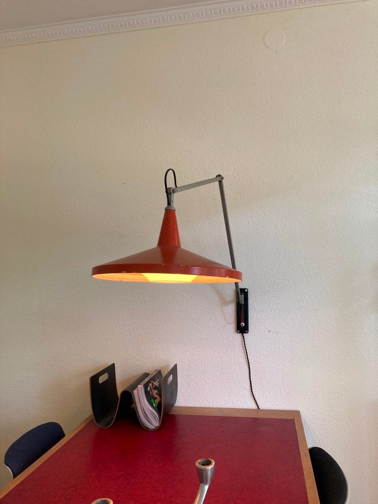 Gispen Panama Lamp Wim Rietveld, Huis en Inrichting, Gebruikt, Rood, Ophalen of Verzenden, Metaal