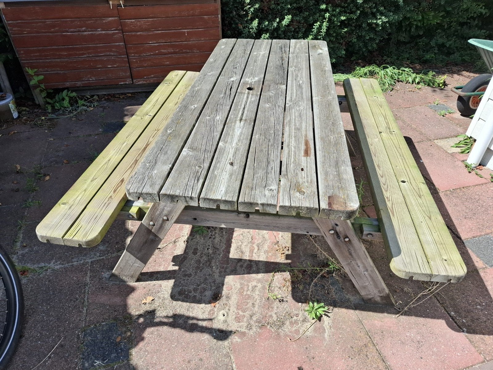 Stevige opklapbare picknicktafel, t.e.a.b., Tuin en Terras, Picknicktafels, Ophalen, Gebruikt, Inklapbaar, Rechthoekig