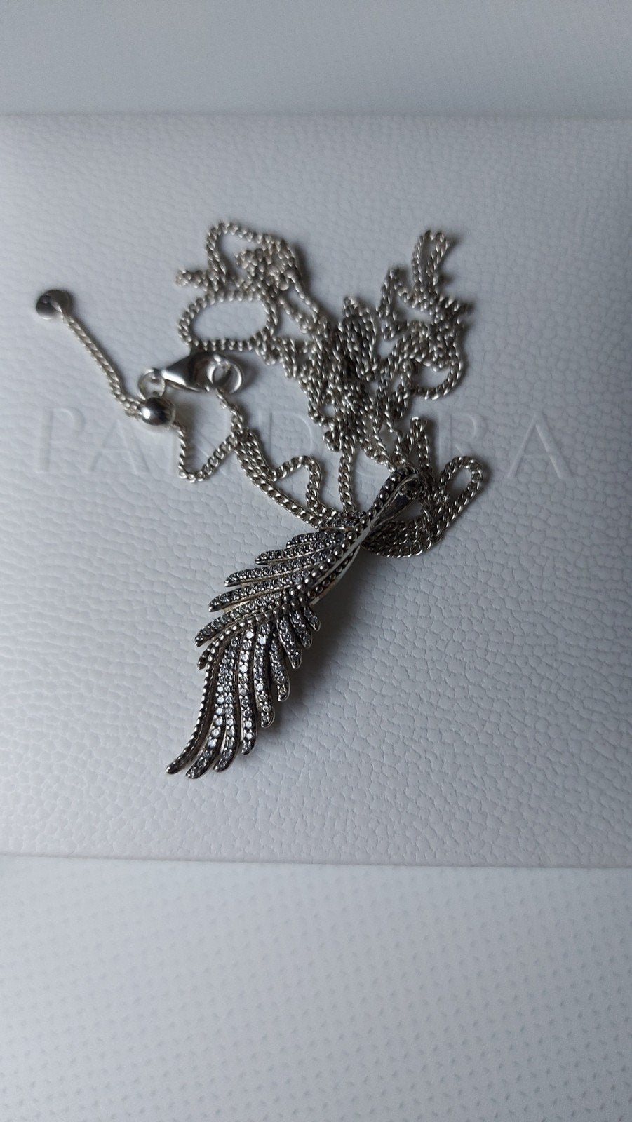 Originele Pandora ketting met Pandora hanger zirkonia's, Ophalen of Verzenden, Zo goed als nieuw, Zilver, Zilver