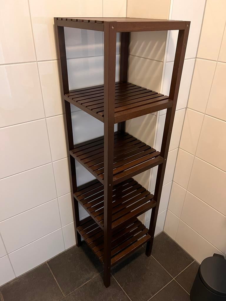 IKEA Molger badkamer rek hout, Huis en Inrichting, Badkamer | Badkamermeubels, Ophalen, (Half)hoge kast, 50 tot 100 cm, Zo goed als nieuw