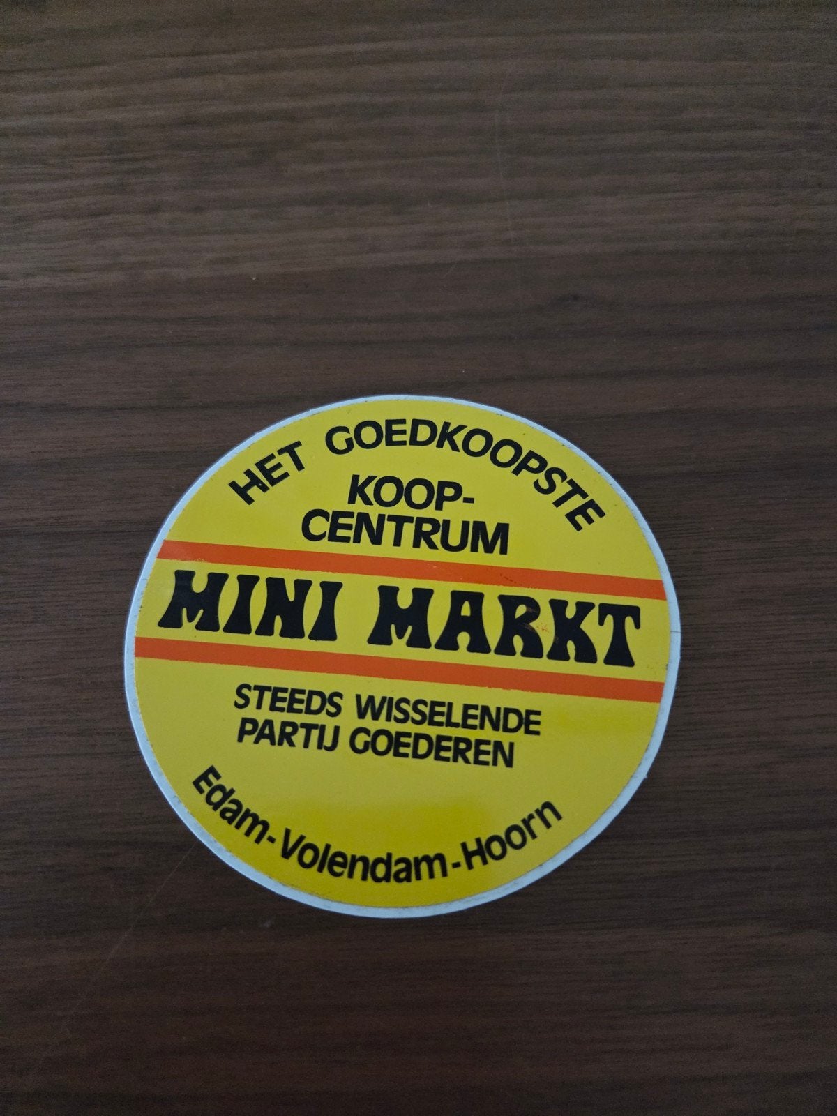 1279 Vintage Mini Markt Sticker - Edam-Volendam-Hoorn, Ophalen of Verzenden, Gebruikt, Winkel of Supermarkt
