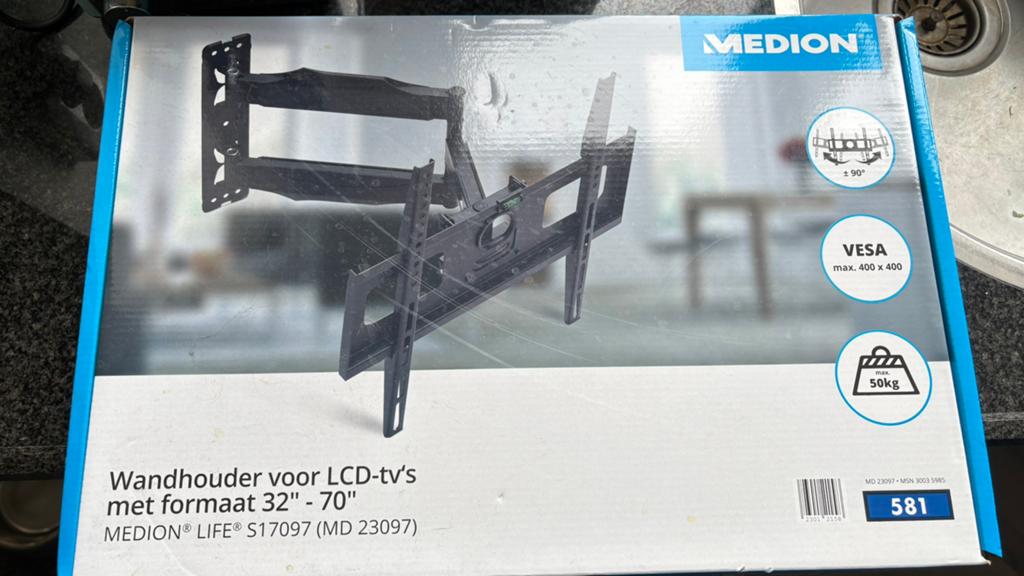 Medion Wandhouder voor LCD-tv's 32"-70" VESA 400x400, Ophalen, Nieuw