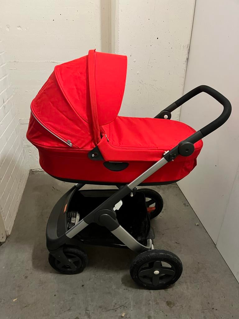 Stokke Trailz Kinderwagen Rood, Gebruikt, Verstelbare duwstang, Combiwagen, Ophalen