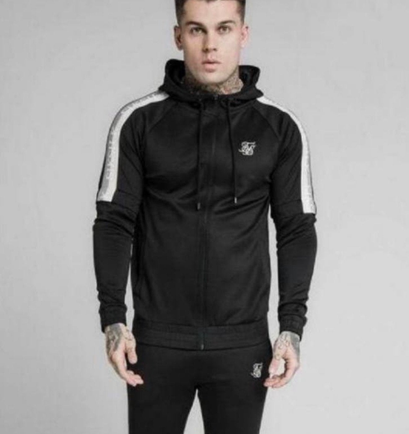 SikSilk - Zip hoodie sleeves design vest xs stoer Capuchon, Zwart, Nieuw, Ophalen of Verzenden, H