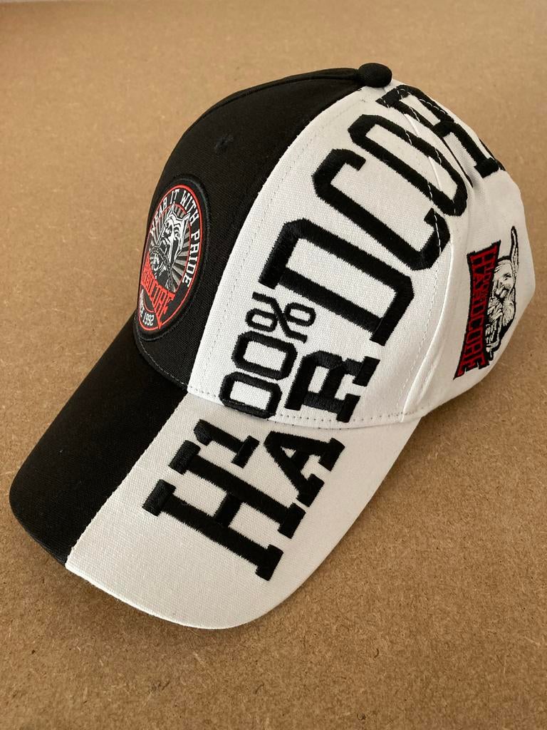Hardcore cap zwart wit rood, Verzenden, Nieuw, One size fits all, Pet
