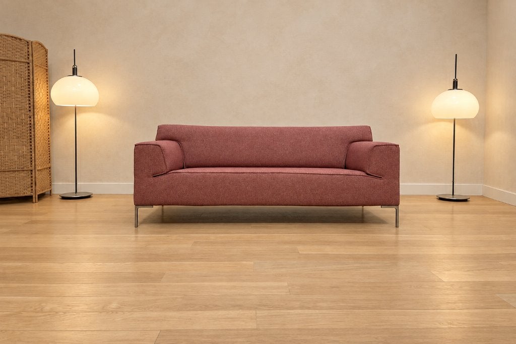 NIEUW Design on Stock Bloq 2,5-Zits Roze + GARANTIE, 75 tot 100 cm, Www.designplaats.nl, Rechte bank, Stof