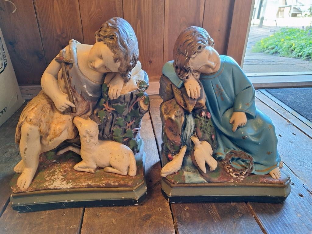 Set brocante religieuze gipsen beelden, Antiek en Kunst, Antiek | Religie, Ophalen
