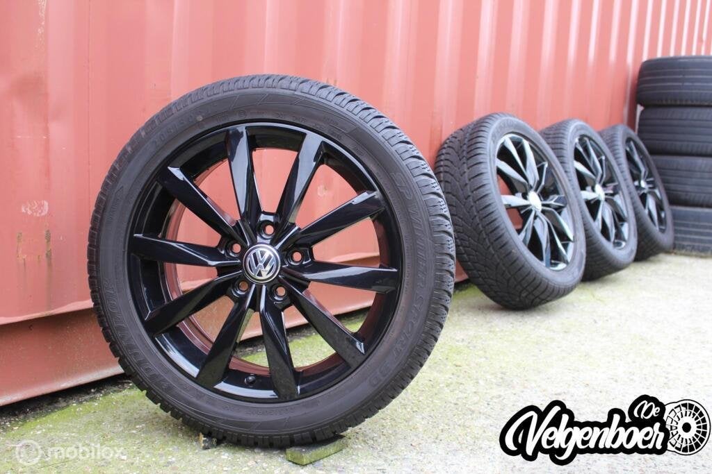 Volkswagen Dijon velgen + Dunlop winterbanden | 17 inch, Gebruikt, Banden en Velgen, 17 inch, Jetze Veldstraweg 71A