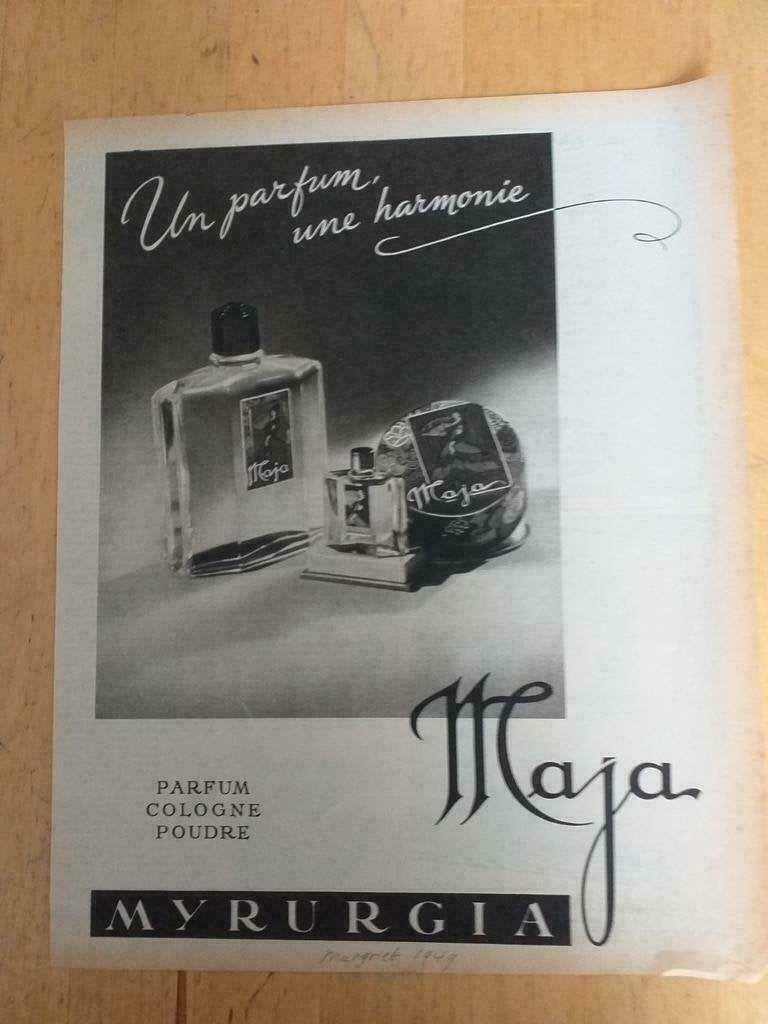 MAJA - Parfum/Cologne/Poeder - Adv. uit Tijdschrift 1949, Ophalen of Verzenden, 1940 tot 1960, Knipsel(s)