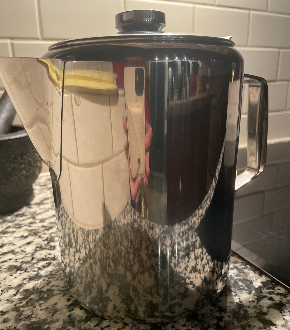 Glanzende roestvrijstalen theepot, Theepot/fluitketel, Gebruikt, Zilver, Ophalen of Verzenden
