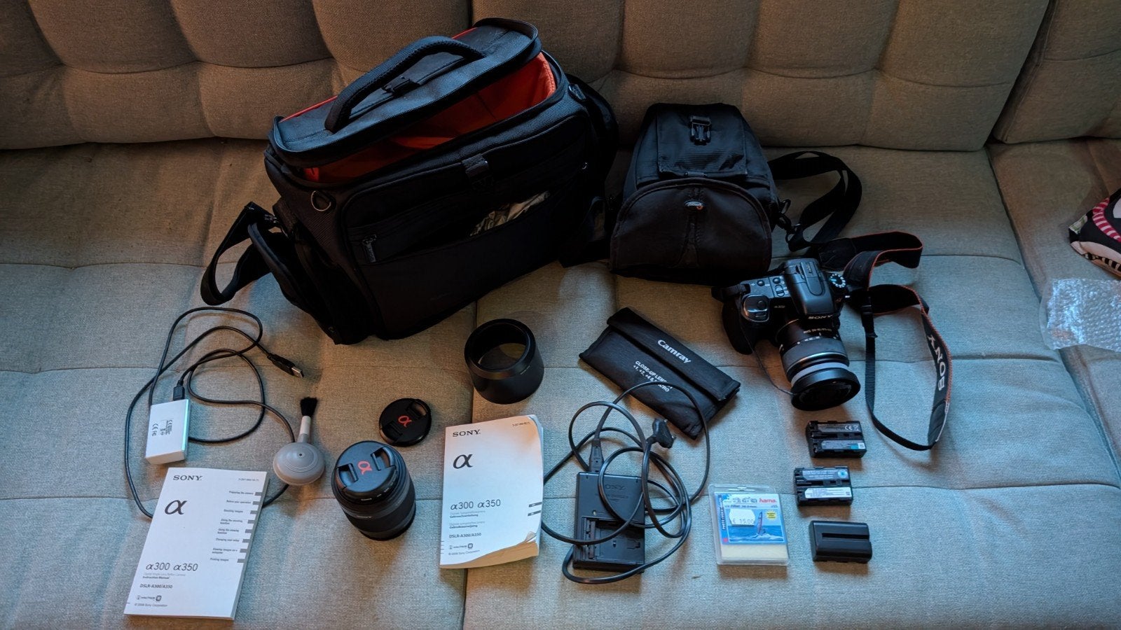 Sony Alpha A300 Spiegelreflexcamera + 2 lenzen en acc., Gebruikt, Spiegelreflex, Sony, Lensdop
