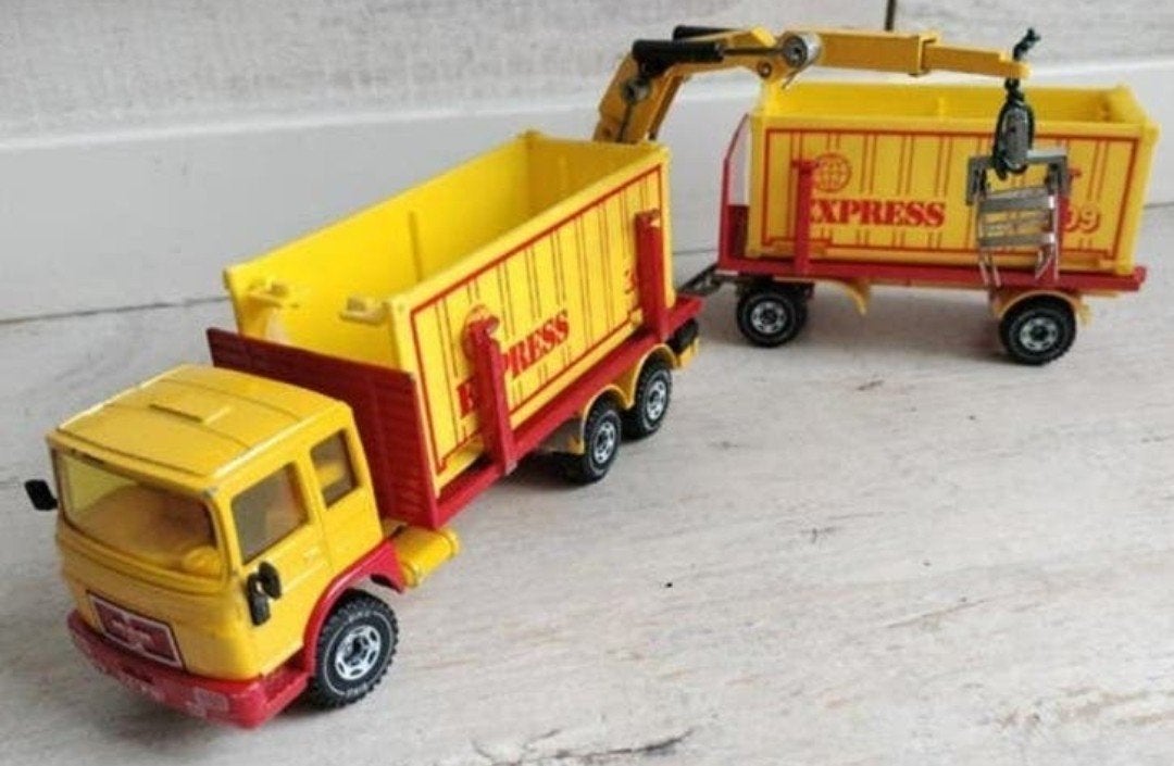 SIKU MAN CONTAINERWAGEN MET AANHANGER EN KRAAN, Ophalen of Verzenden, Gebruikt, Bus of Vrachtwagen, SIKU