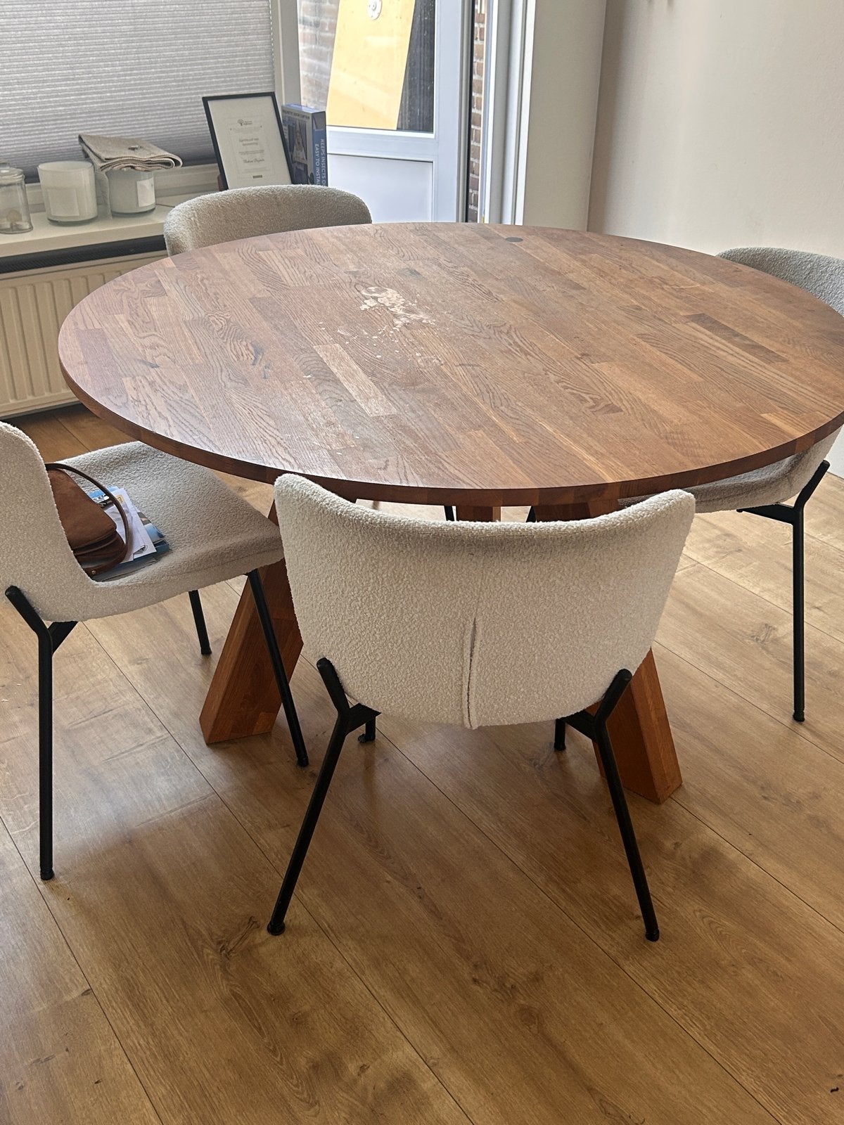 WOOOD Eettafel Rhonda Naturel - Ø 129 cm, Ophalen, Gebruikt, 100 tot 150 cm, Vier personen