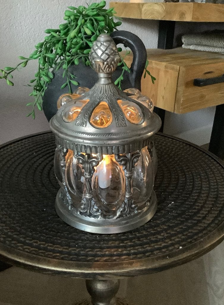 Oude Apothekerspot met handgeblazen bolglas, Ophalen of Verzenden
