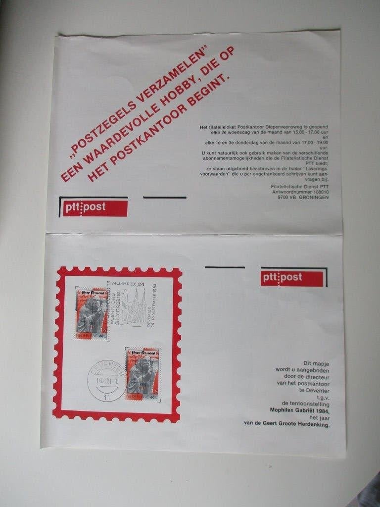 Mophilex Gabriël 1984 mapje PTT Post Deventer, Postzegels en Munten, Verzenden, Overige typen
