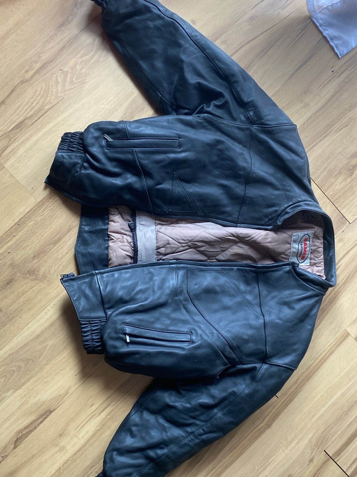 Zwart leren bomberjack - Heren Damen Leathers, Ophalen of Verzenden, Gedragen, Maat 56/58 (XL), Zwart