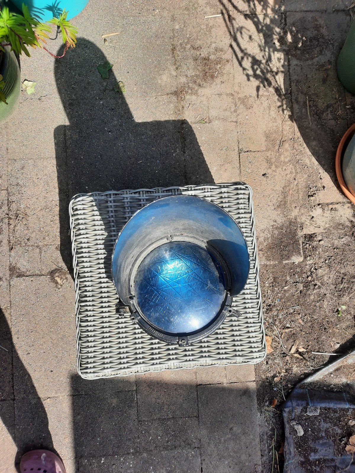 Vintage Spoorwegseinlamp - Blauw Glas, Ophalen