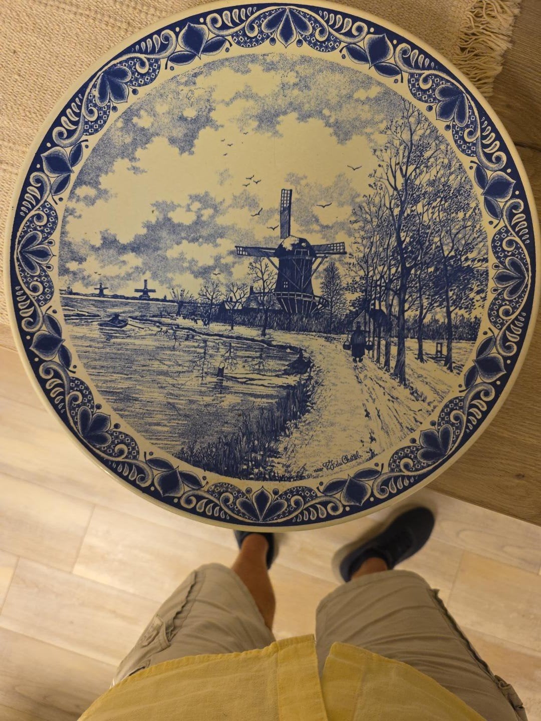 Delfts Blauw Chemkefa Holland dienblad met molenlandschap, Antiek en Kunst, Ophalen